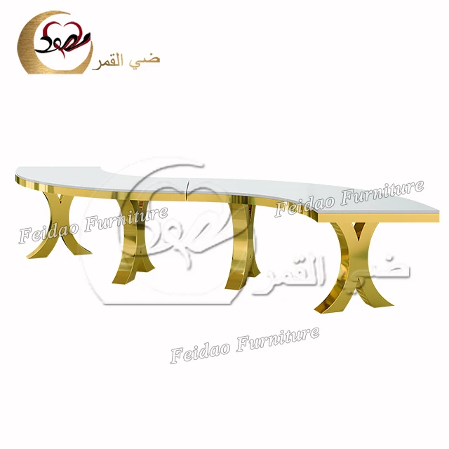 Dining Restaurant S Shape Glass Top Circle Shape Luxury Wedding Table