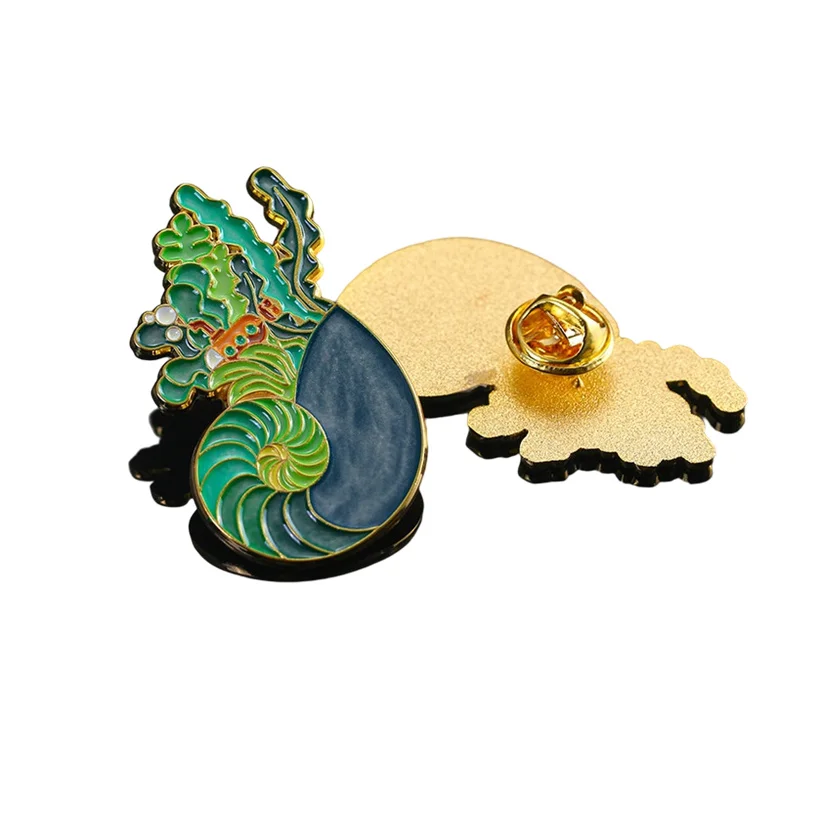 Creative baking luminous metal badge custom luminous alloy bumpy texture butterfly clasp fluorescent brooch lapel pin