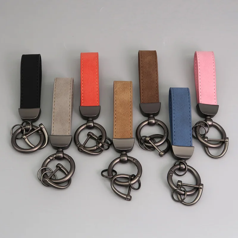 Personalized Custom Logo Keychain Faux Leather Key Chain Holder Ring Custom Car Pu Leather Keychain