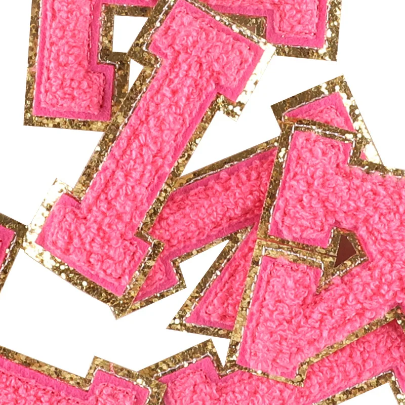 Custom Iron on Alphabet Patch Heat Transfer Embroidered Chenille Letters Patches for Hats Clothing