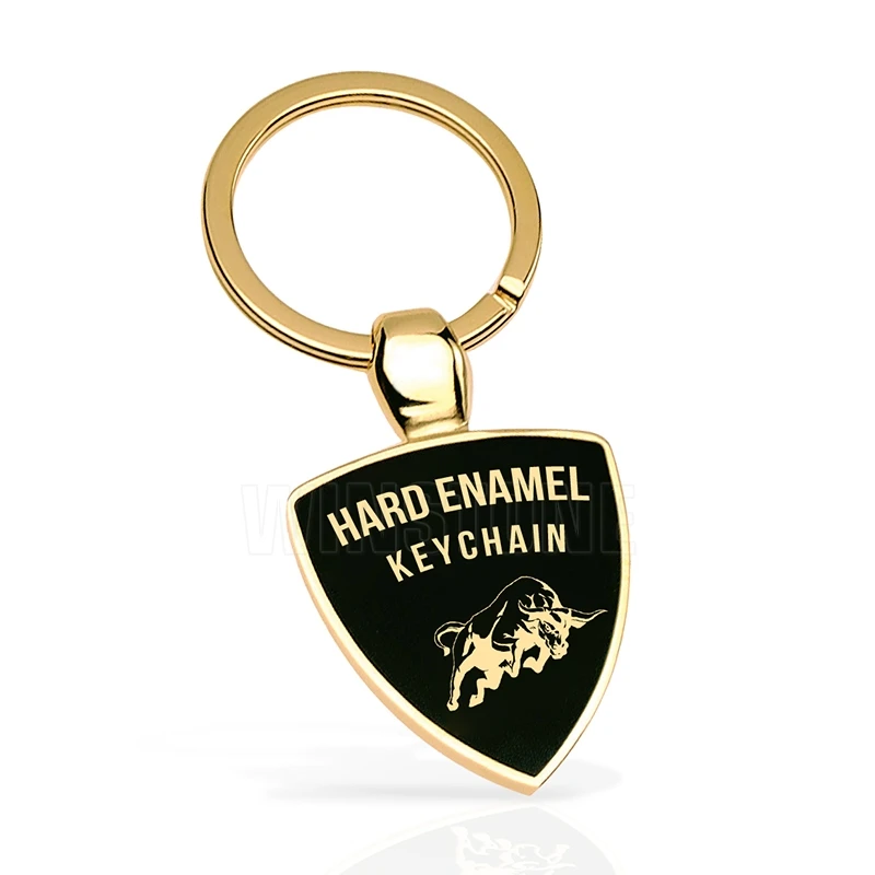 Custom Metal Shield Bull Hard Enamel Logo Keychain for Luxury Car