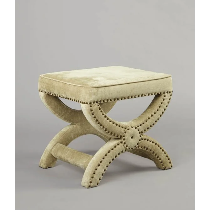 European Style Living Room Furniture Hallway Shoes Shop Velvet Solid Wood Footstool Foot Stool Ottoman