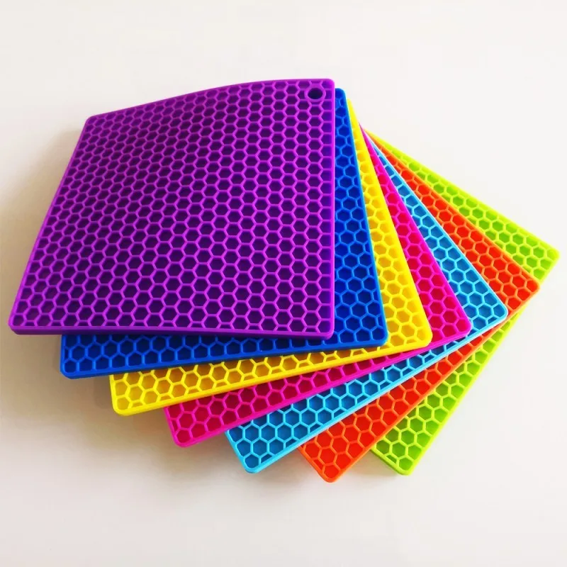 LFGB Hot Food Grade Silicone Baking Mat Pack 3 Honeycomb trivet mat