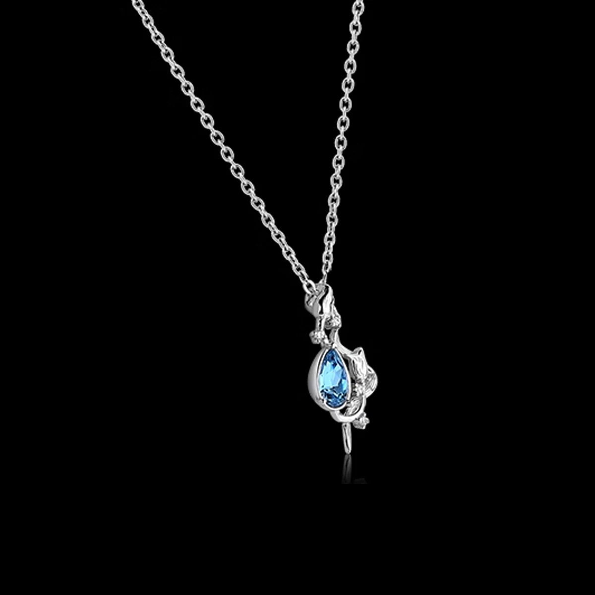 18K gold eternal rose necklace light luxury minority silver collarbone chain female senior sense birthday gift