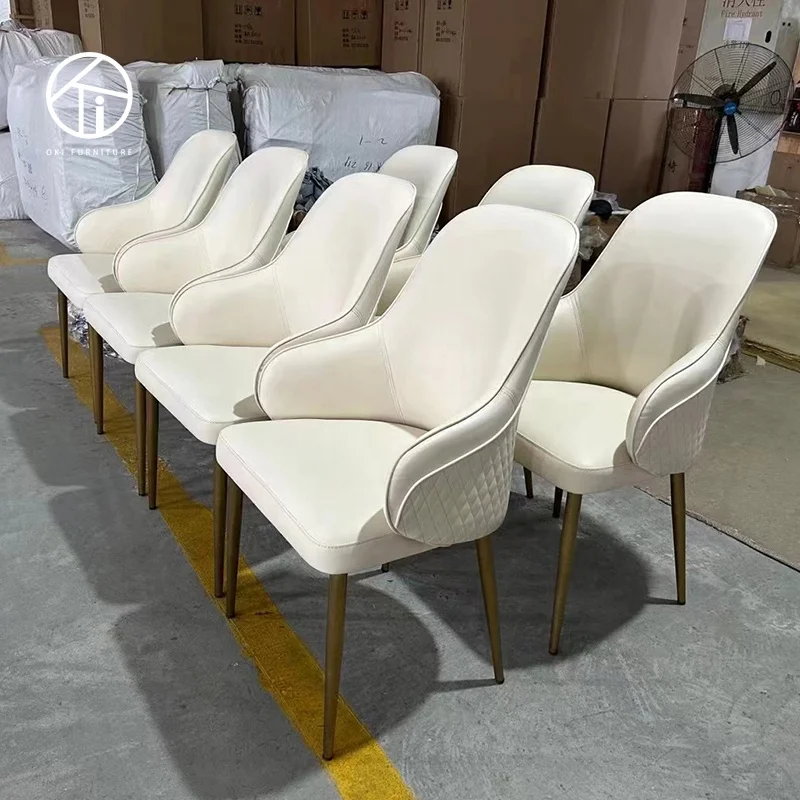 Italy design modern backrest make up armchair Europe contracted luxury restaurant leather dining chair