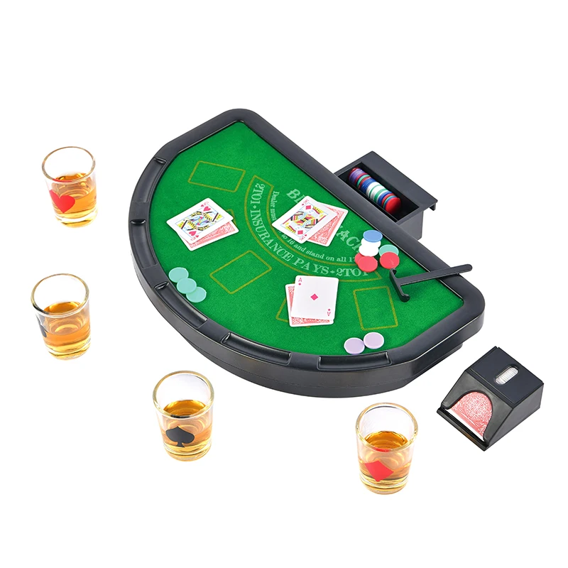 Mini poker table drinking game for four people with poker chips,black jack drinking game