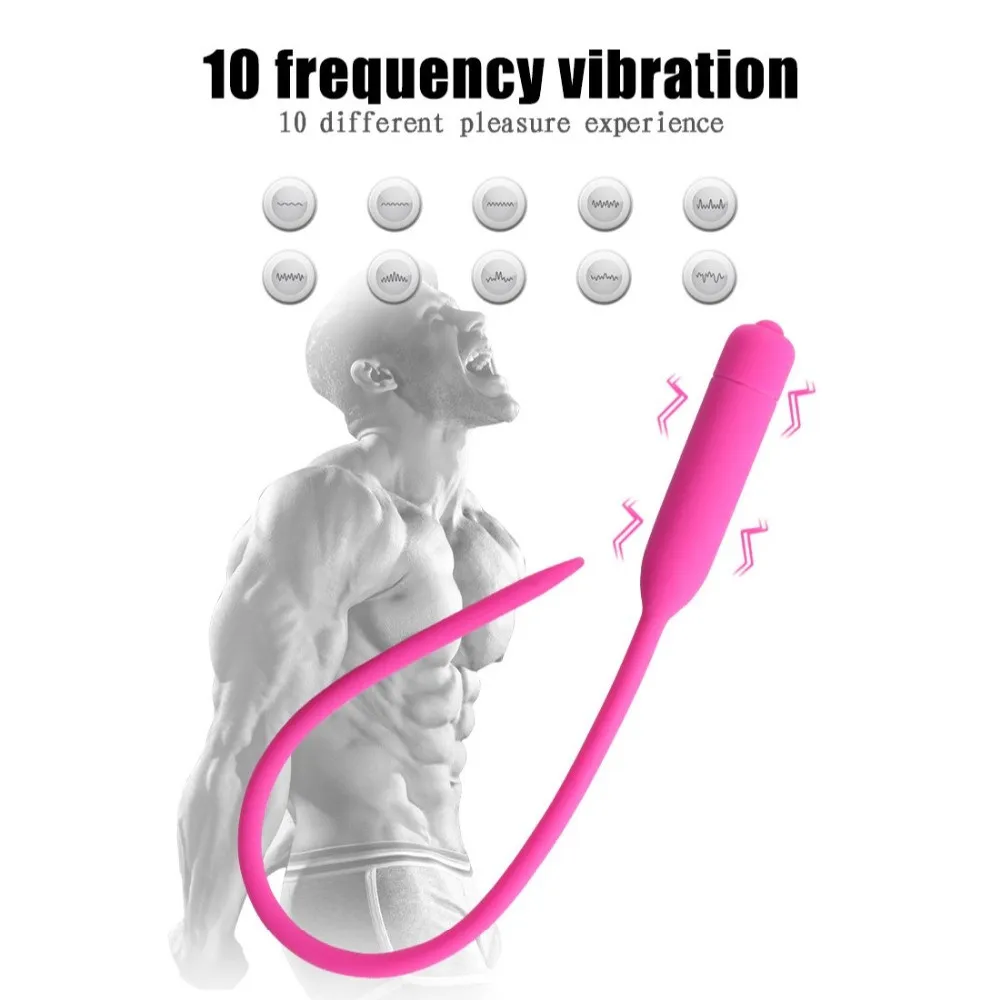 Urethral Plug Urine Blocking Mini Urethral Vibrator Urethral Masturbation Device Prostate Massage Silica Gel Vibrator Man