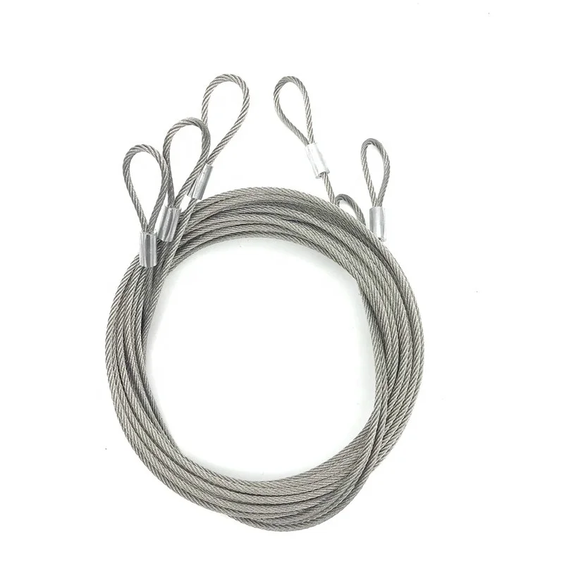 Wholesale 3mm 7*7 stainless  steel wire rope sling both side with loops for Security