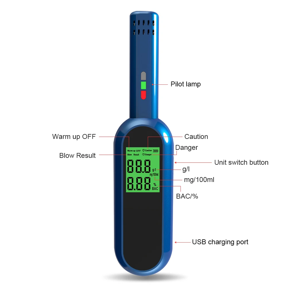 Japanese In Vehicle Handheld Mini Rechargeable Liquor Meter Alcohol Density Detector Portable LCD Digital Alcohol Breath Tester
