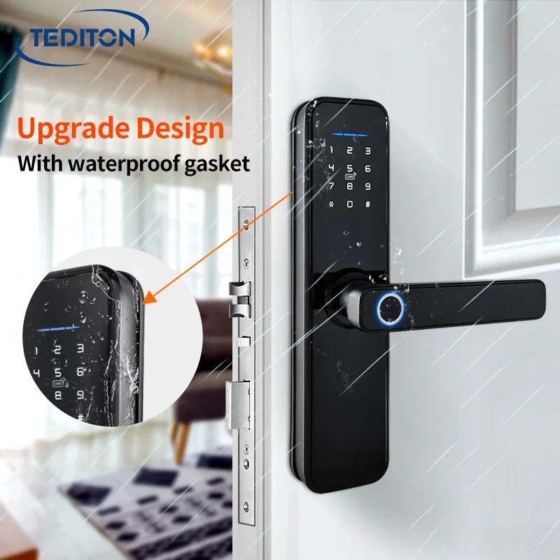 Tediton Customized Multiple National Languages Security Tuya Wifi Fingerprint Digital Smart Door Lock
