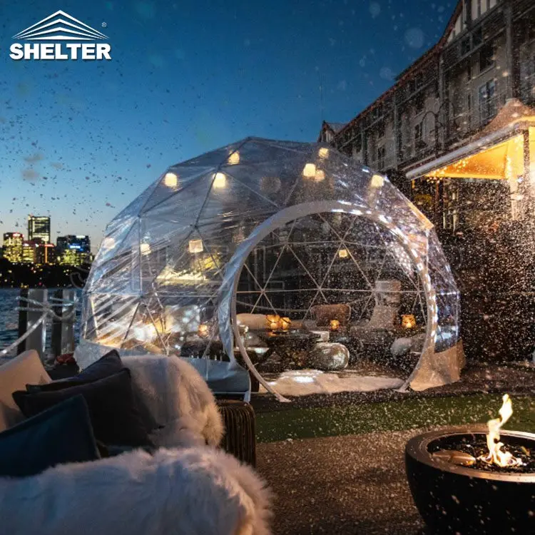 4m Luxury Eco Hotel Decoration Prefab Transparent Geodesic Waterproof Round Dome Tent House Glamping Tent For Sale