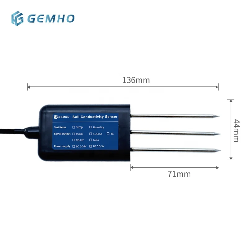 High Precision Soil Conductivity EC Moisture Transmitter Agricultural Greenhouse Soil PH NPK Concentration Monitoring Sensor