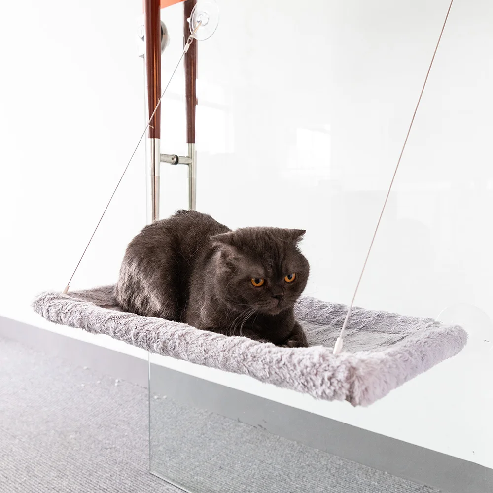 
Mounted Cat Window Bed with Heavy Duty Suction Cups & Steel Wires 
