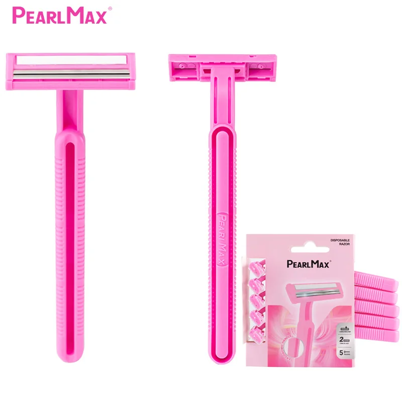 Pearlmax 5 шт./упаковка женские безопасные двойные лезвия одноразовая бритва для женщин косметическая Бритва лица комплект