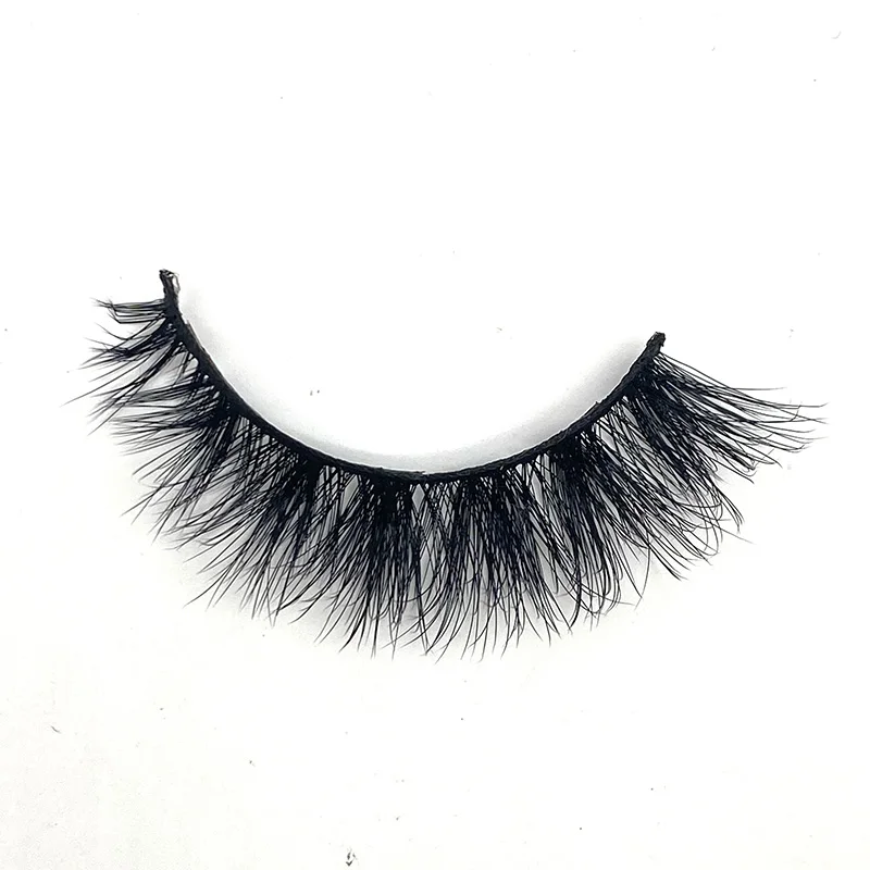 Free Sample Russian Strip Lashes Natural Fluffy Plant Fiber 3D Faux Mink Eyelashes D Curl Strip Eyelash Dramatic 25MM Mink Lash