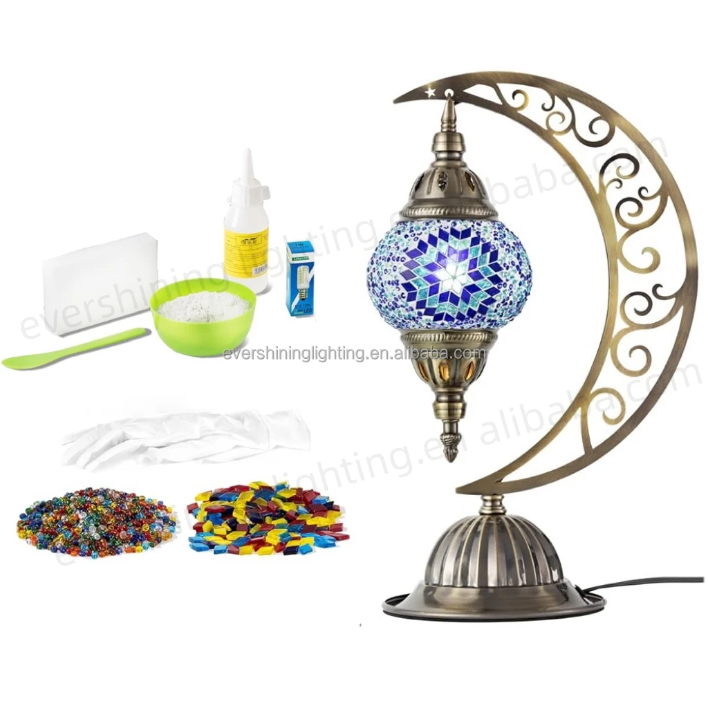Marrakech Handmade Moroccan Moon Lamp DIY Mosaic Turkish Stained GLass Lamp Kits
