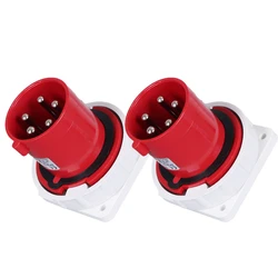 Good Quality 63A5P 400V Panel Mount Industrial Plug IP67 3P+N+E Electrical Power Plug 63 Amps