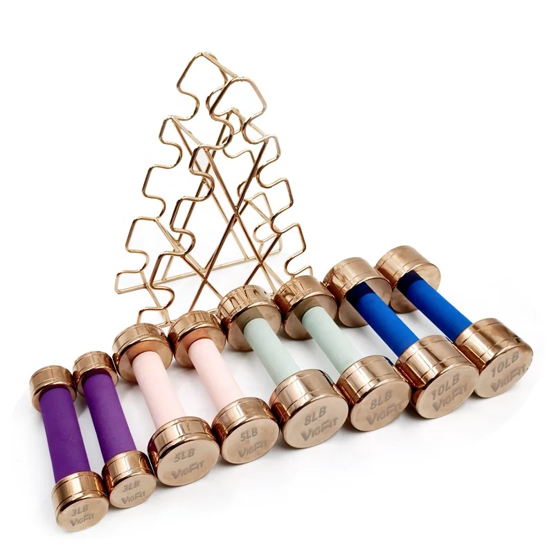 Vigor Weight lifting Rose Golden Chrome Steel Dumbbells Handle With Foam Handle women gold dumbbell