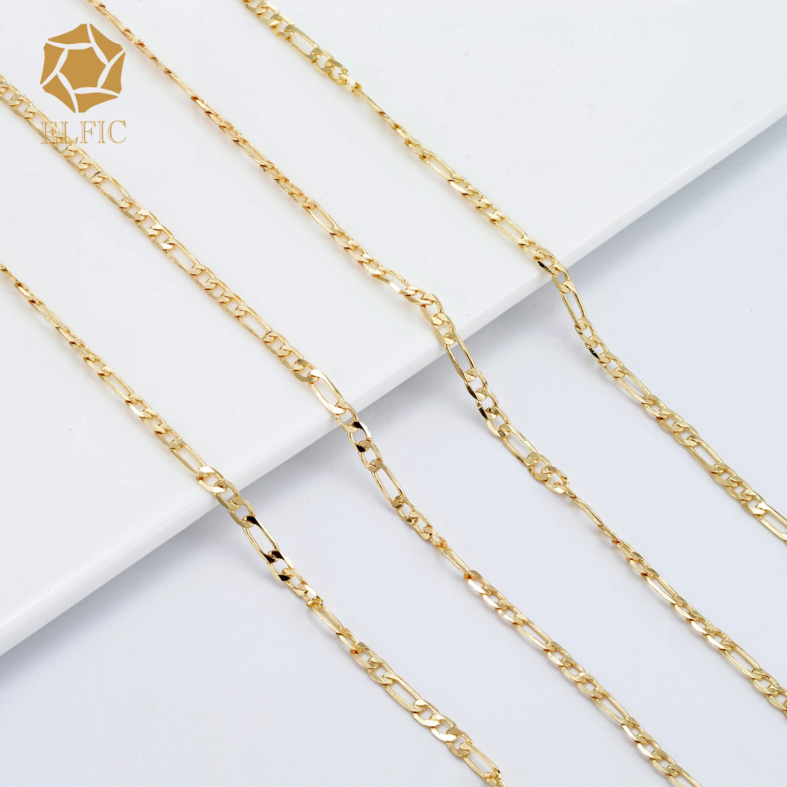 Elfic 14k позолоченная цепь для мужчин 3:1 плетеная цепочка Ожерелье Подвески ожерелья cadena de oro