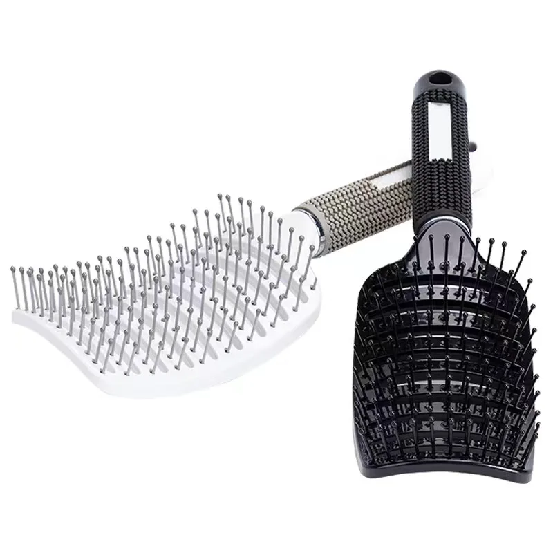 Factory direct supply of large curved combed pig mane massage makeup combs with curly hair, multifunctional curved ribbed combs