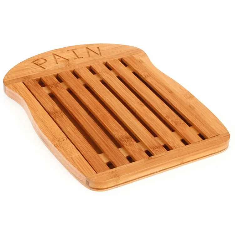 Modern and Simple High-Quality bamboo bread cutting board, with Crumb Catcher, Bread Slice Cutting Board