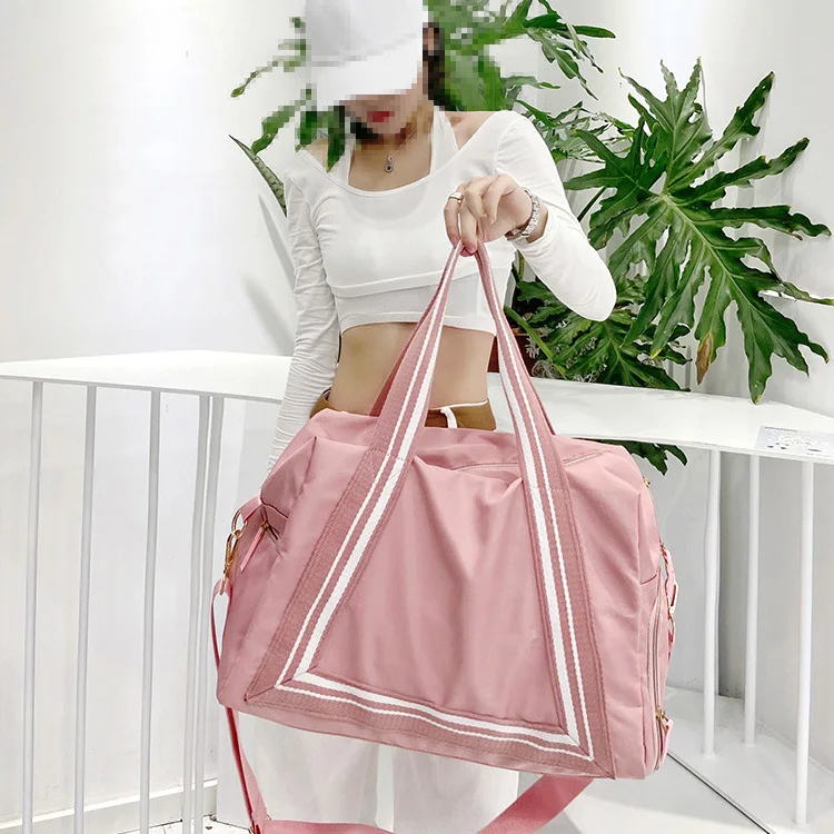 Swimming carry on gym sport bag fashion  weekender waterproof luggage women pink duffle travel bags with shoe pouch