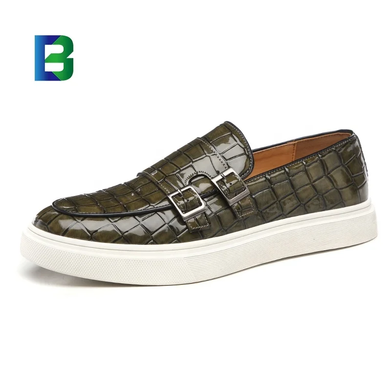 Barchon Size 38-46 casual school shoes for mens Loafers Monk crocodile Dress Shoes wholesales 1280
