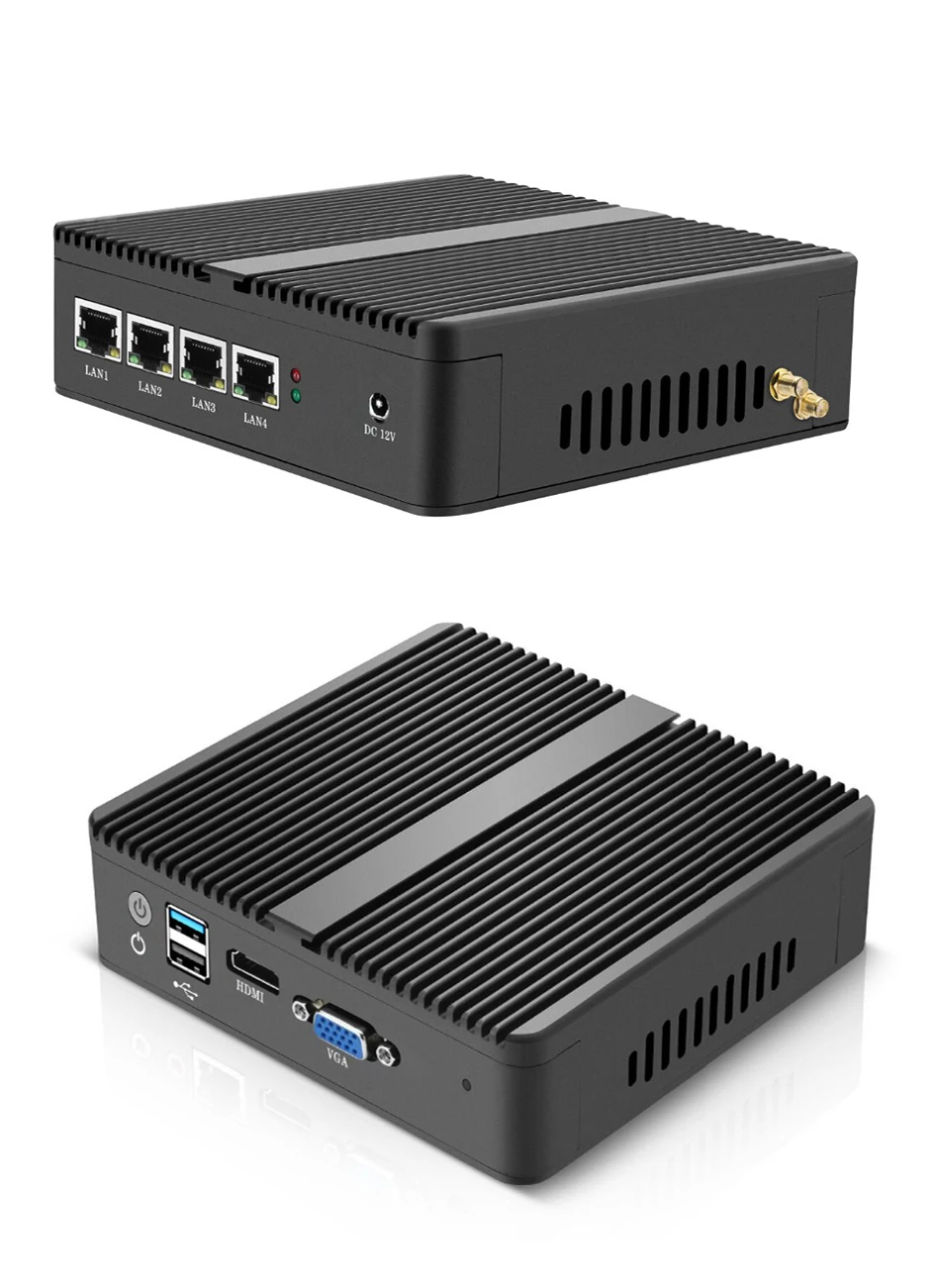  Fanless OPNsense pfSense брандмауэр Мини ПК Intel Quad Core J1900 J1800 4 Nic Ethernet промышленный компьютер сетевой