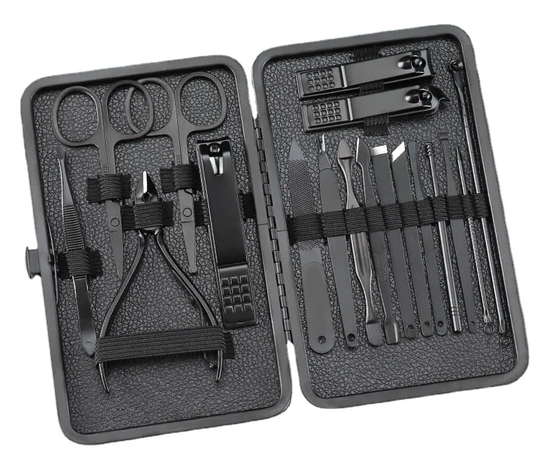 Hot sale High Quality Black Nail Clippers Beauty Manicure tool set 7/10/12/16/18pcs/set dead skin Clippers Pedicure Manicure Set