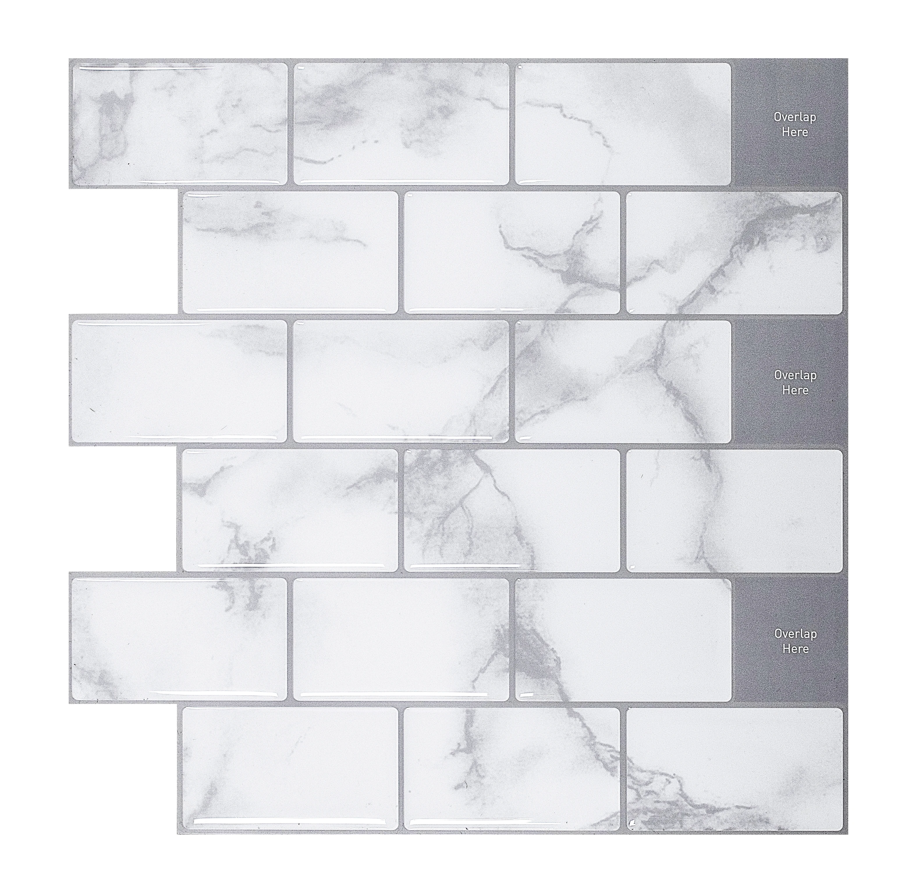 Home wall decoration smart vinyl tile light 3D peel and stick backsplash mosaic kitchen tiles
