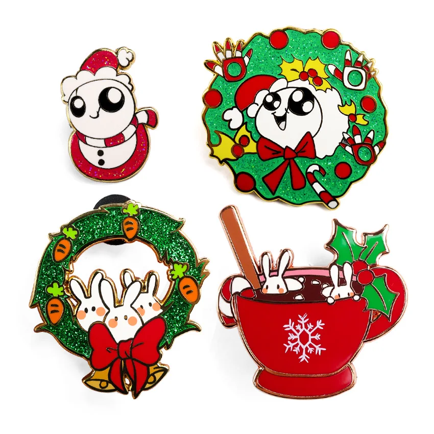 Wholesale custom hat pins brooch lapel pin metal logo christmas enamel pins badge