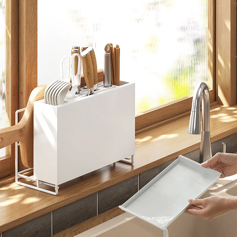 Knife rack pp plastic  Holder Set with cutting board kitchen knife holder swan knife block storage kitchen tool set rack stand