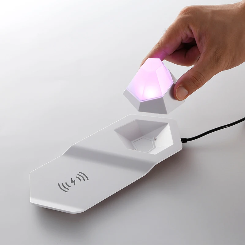 Fast Charging Portable Rechargeable Touch-Control Magnet RGB LED Night Light Bedside Lamp with Wireless Charger iPhone Android