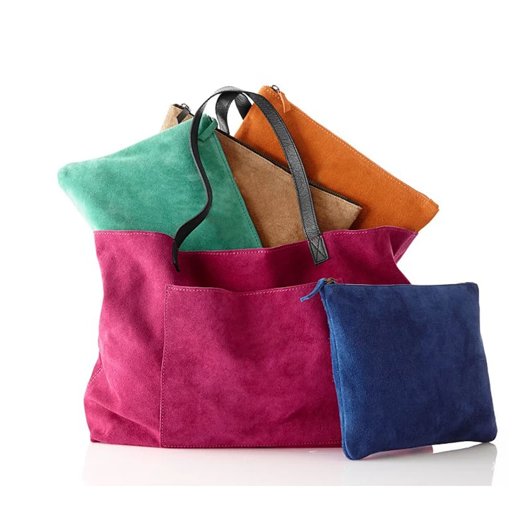 Wholesale Monogram Women Vintage Blank Suede Leather Tote Bag Handbag