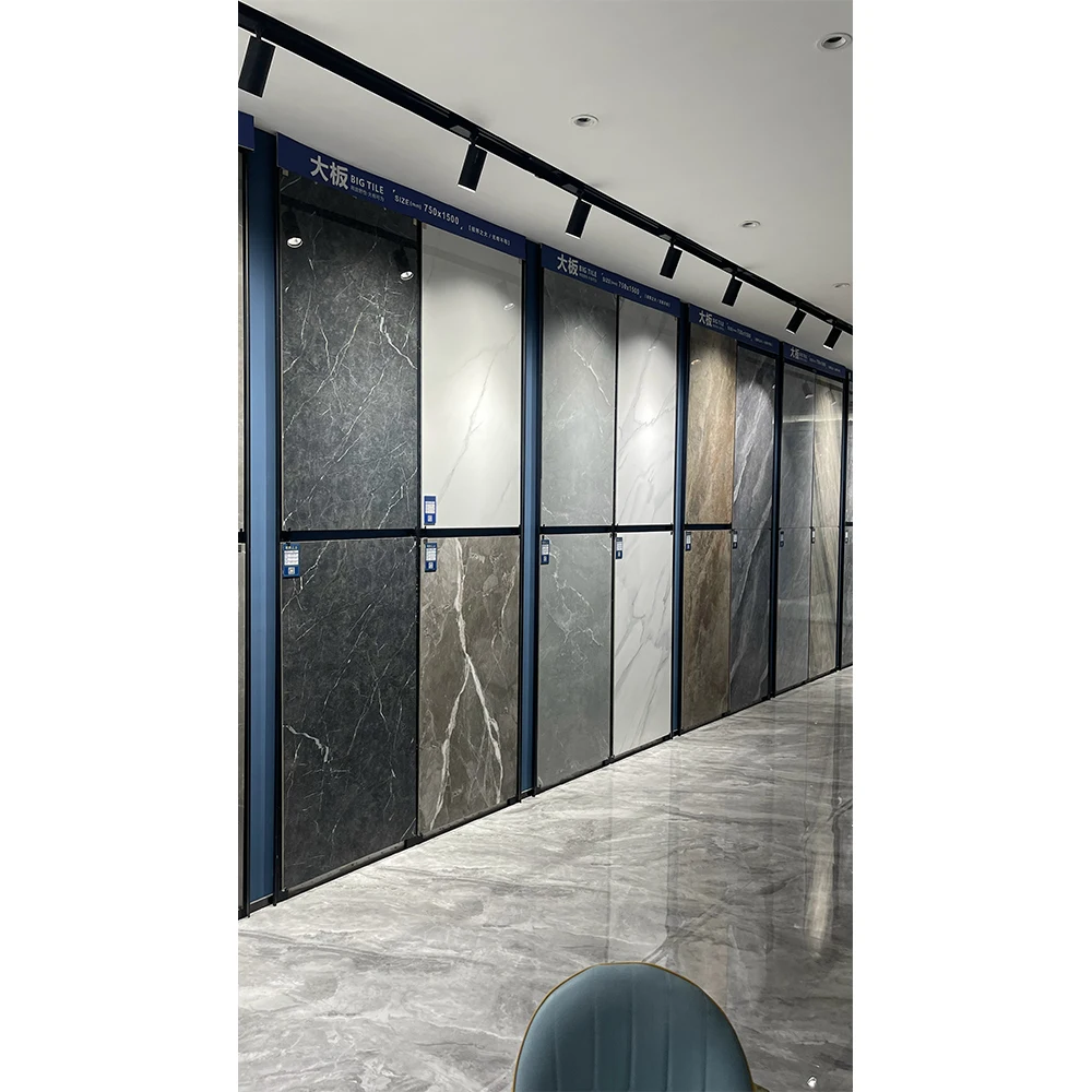 Exhibition Hall 600x1200mm Dark Color Porcelain Tiles Full Body Marble Glazed Polished Porcelain Glossy Floor Glossy Finish Tile