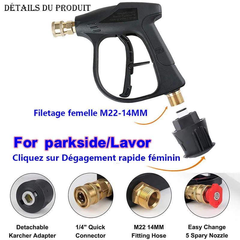 Gun Hose for Washing Lance For Parkside Tools Adapter/Lavor Nozzles Connector Quick Hose High Pressure Washer Gun Lance