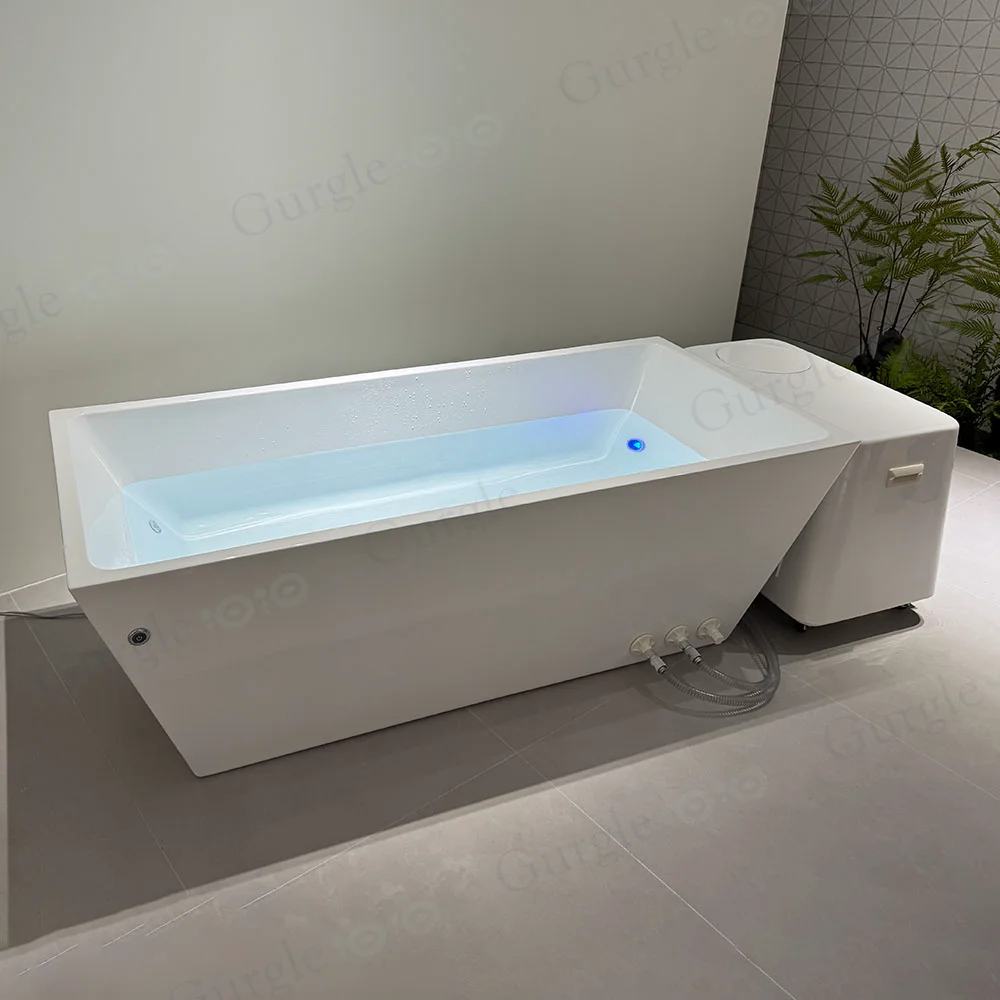 Acrylic Wifi App Control Cold Plunge Tub Athlete Recovery Ice Bath Tub Freestanding Cold Water Bathtub With LED Light
