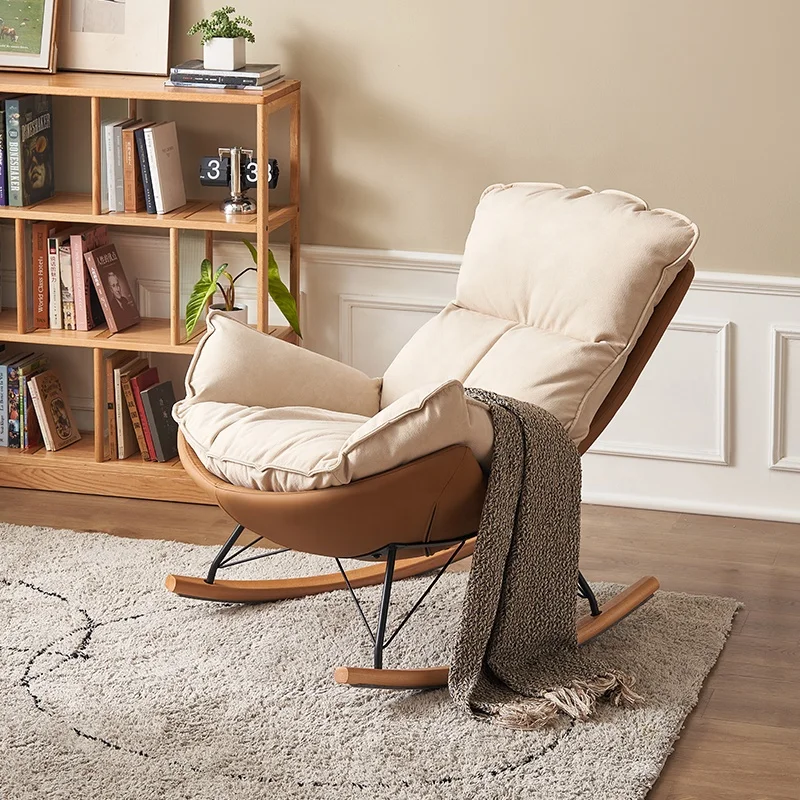 N506H Hot Selling Casual Single Sofa Rocking Chair Solid Wood Legs Living Room Rocking Chair