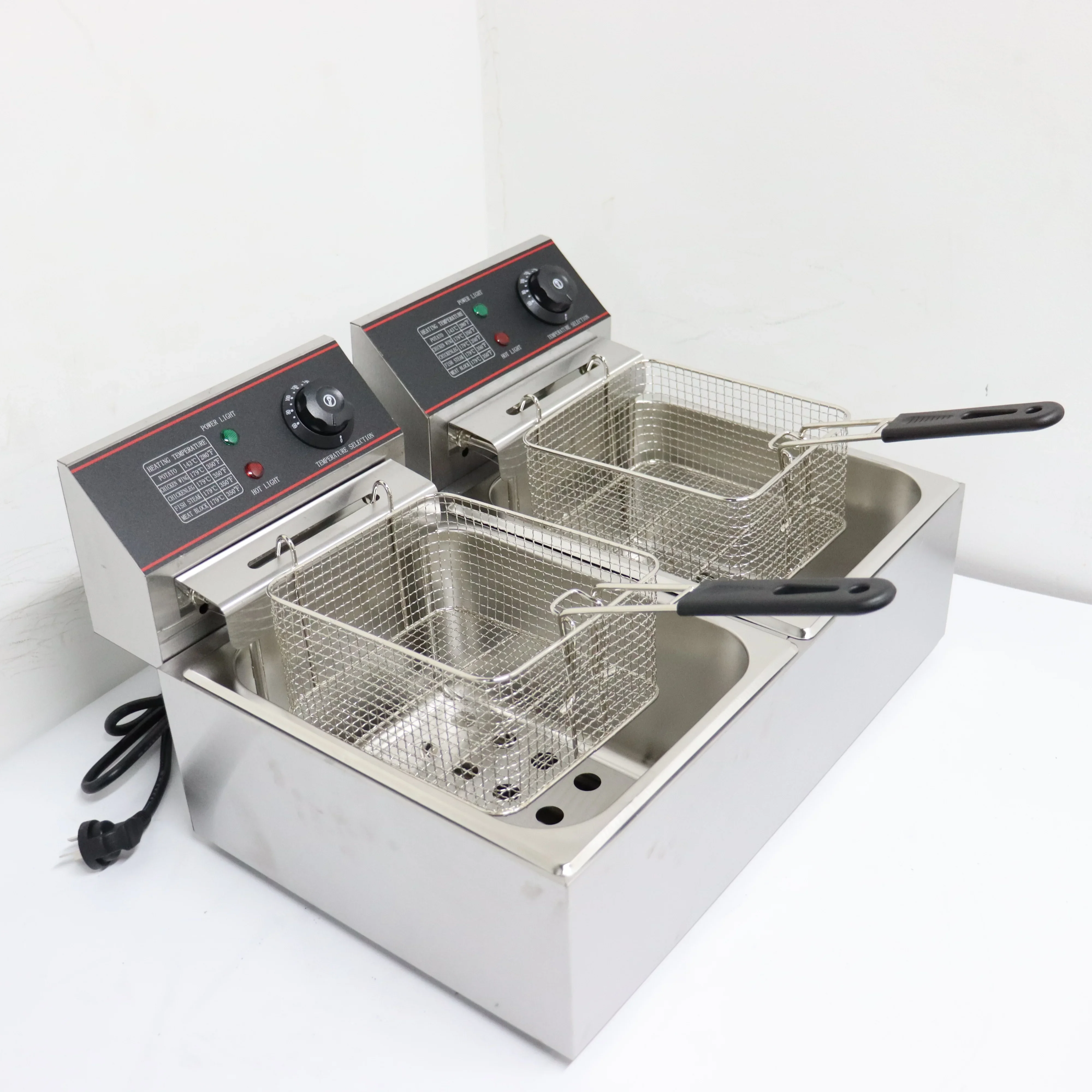 Custom 12L Electric Commercial Countertop Double Basket Stainless Steel Chips Frier Deep Fryers Suitable For Restaurants&hotels