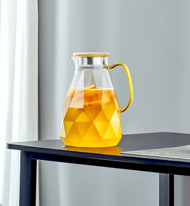 high quality grade colourful glass infusion lid beverage tea jug