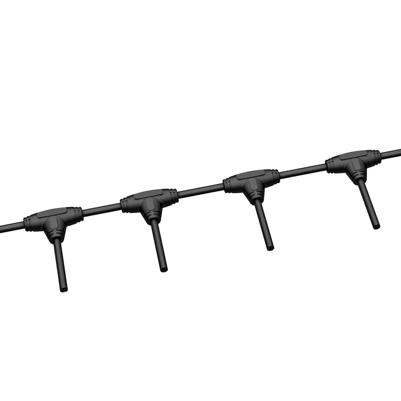 LED plug and socket 12M T shape connector Junction Waterpoof Screw Connection T Connector