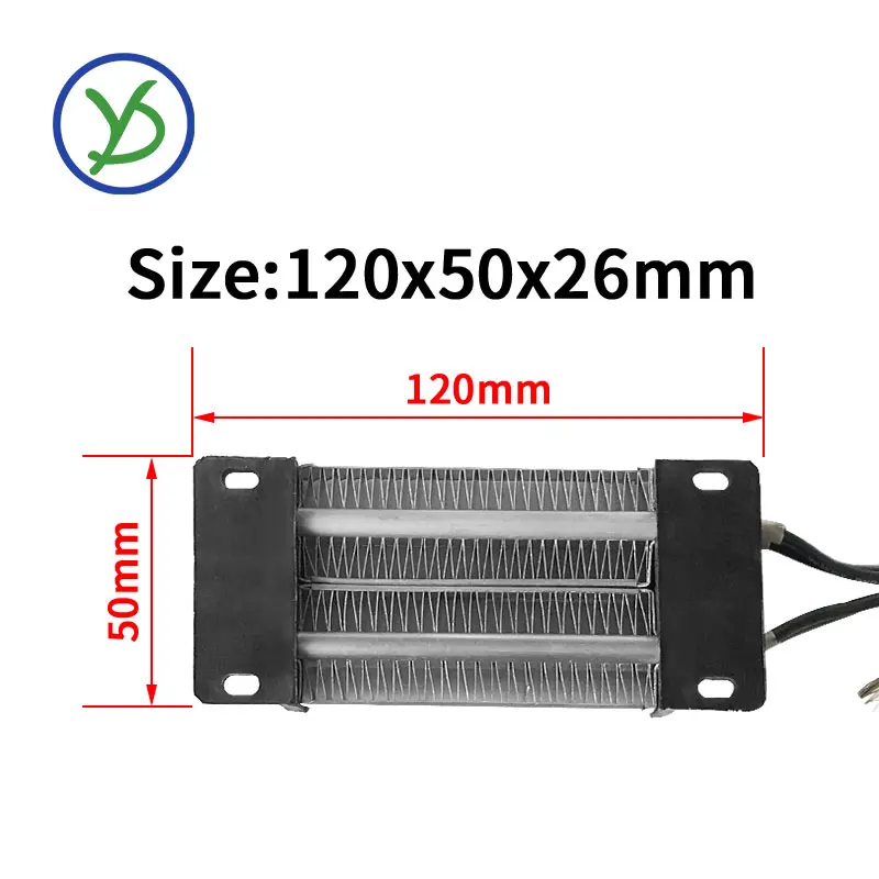 200W AC/DC 12V Insulated PTC ceramic air heater constant temperature 120*50mm for egg incubator