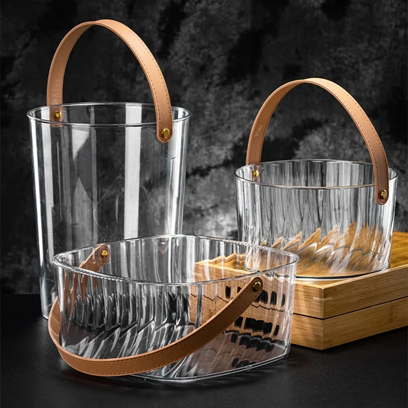 Custom Belt Cooler Portable Beer Ice Bucket Storage Baskets Champagne Bucket Acrylic Ice Buckets