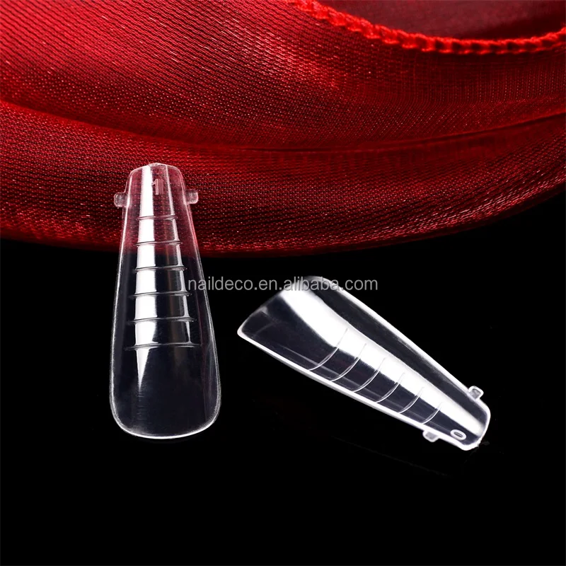 Nadeco Coffin Flat Sturdy Short Square Dual Forms Nail Tips Reusable Fingernail Extension