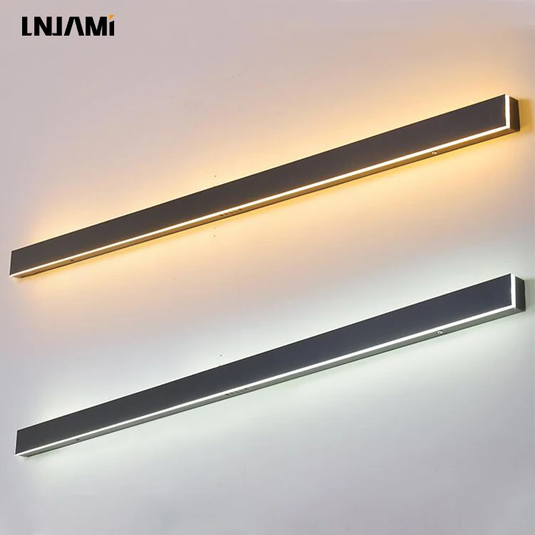 LNJAMI Black Modern Outdoor LED Linear Wall Light IP65 Waterproof Garden Wall Lamp For Wall Surface Mounted Lighting