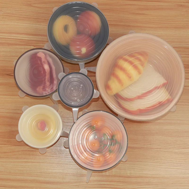 6 шт. силиконовая эластичная крышка для пищевых продуктов