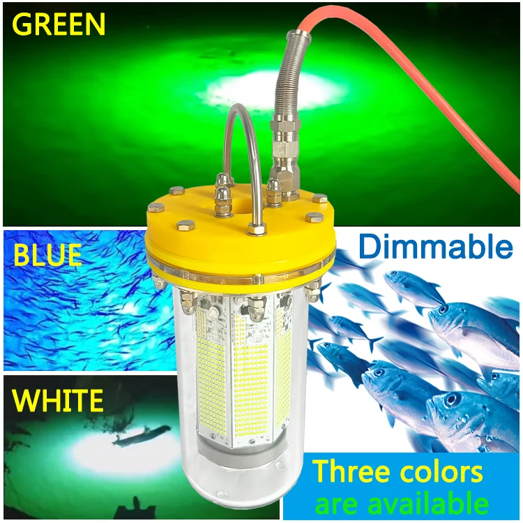 LED Fishing Lights  Underwater  1100W Deep Sea Green Fishing lights 8 Side Glow Plus Bottom Glow Salmon Farming light squid lamp