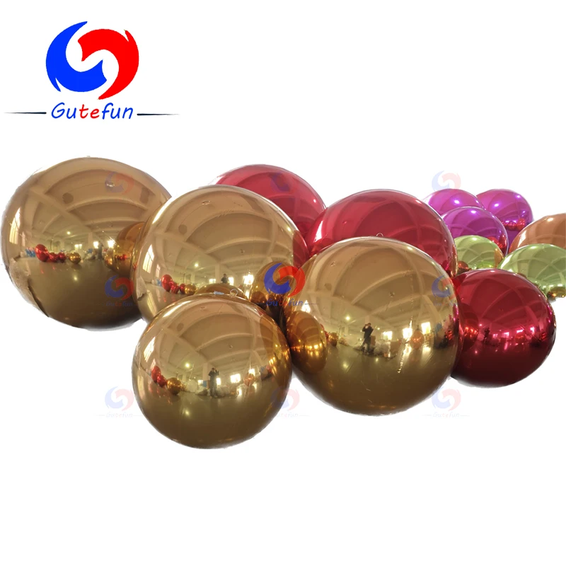 Christmas Time Event Holiday Party Decor Giant Balloon Arch Huge Gold /Golden/ Red Big Shiny Inflatable Mirror Balls