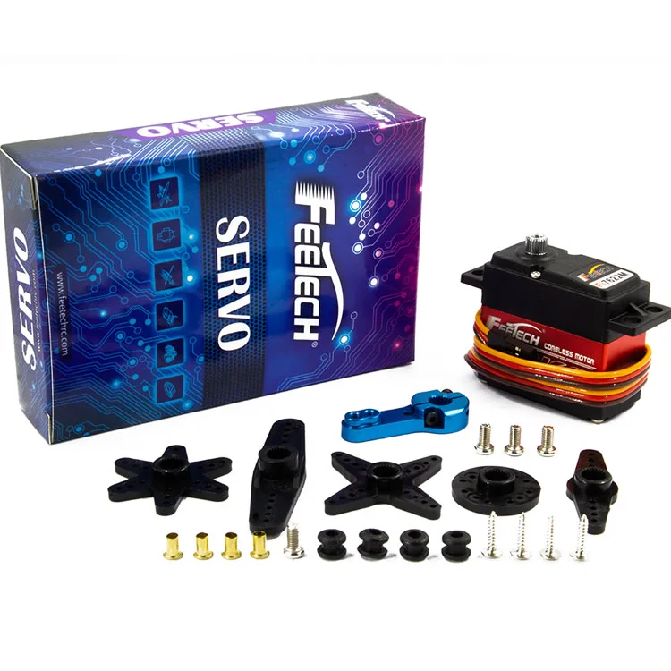 Feetech 7.4V High Torque 25kg.cm Digital Servo Unisex Steel Gears with Red Aluminum Middle Case Coreless Motor FI7625M for Cars