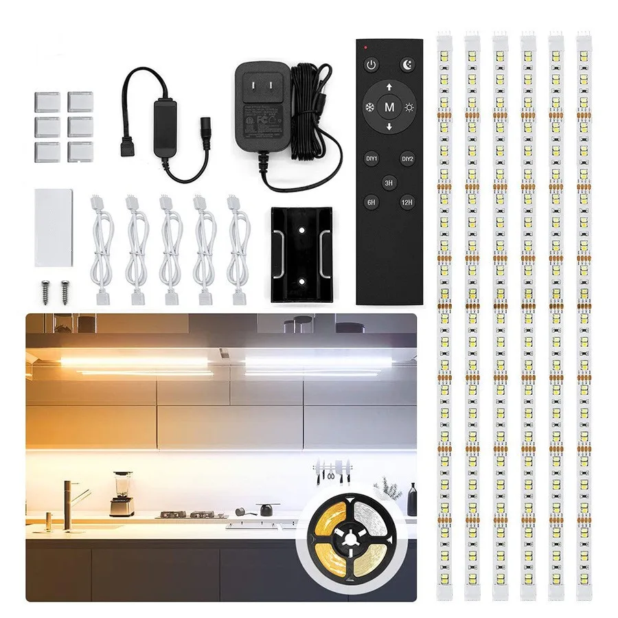 Dimming dual-color temperature LED light strip wardrobe cabinet light home mirror light low voltage 2835SMD